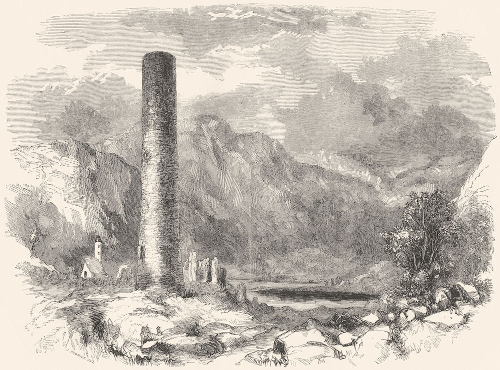 IRELAND. Glendalough 1850 old antique vintage print picture